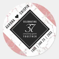 Elegant 37th Alabaster Wedding Anniversary Classic Round Sticker