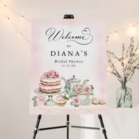 Tea Party Bridal Shower Pink Vintage Welcome Sign