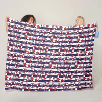 Red White Blue Nautical Lifebuoy Lifebelts Pattern Fleece Blanket