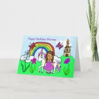 Personalized Unicorn and Princess Birthday Card