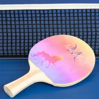 Unicorn pink purple monogram name girl ping pong paddle