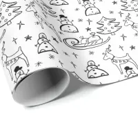 Snowman, Reindeer, Sled & Christmas Tree Coloring Wrapping Paper