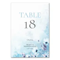 TABLE NUMBER | Watercolor Blue Anemones