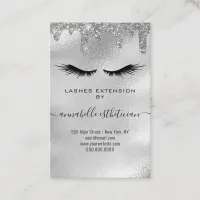 Glitter Silver Eyelash Extension Client Record Business Card