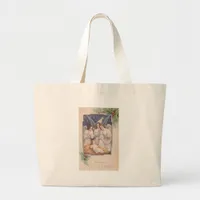 Vintage Christmas Angels Large Tote Bag