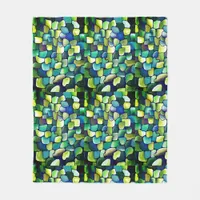 Shades of Green Playful  Contemporary Abstract Fleece Blanket