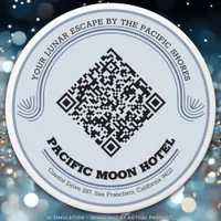 Elegant Customizable 'Pacific Moon Hotel' QR Code Mini Candle Favors