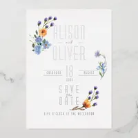 Elegant Floral Watercolor Gold Foil Save the Date  Foil Invitation