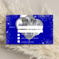 Birthday royal blue silver balloons party RSVP Enclosure Card