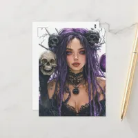The Sexy Witch with Skulls Postcard