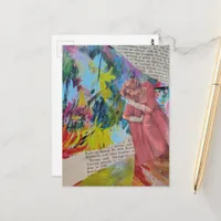 Retro Woman in a Red Dress Collage Postcard