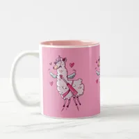 Cupid Llama for Valentines Day Two-Tone Coffee Mug