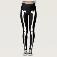 Skeleton Leg Bones Black Halloween Leggings