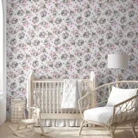 Vintage watercolor pink peonies dots wallpaper 