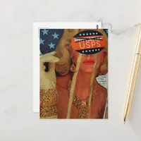 Surreal Woman Cries Gold Tears Collage Postcard