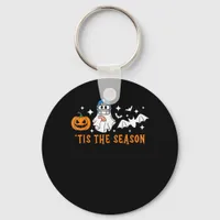Tis The Season Football Halloween Spooky Pumpkin Keychain