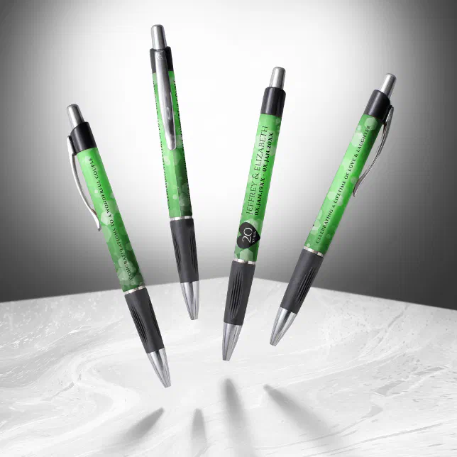 Elegant 20th Emerald Wedding Anniversary Pen