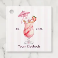 Preppy Coquette Tropical Pink Cocktail Bach Party Favor Tags