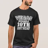 Las Vegas 30th Birthday Lucky Casino Black Name T-Shirt