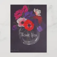 Flowers Oil Painting Wedding Thank You Postcard