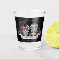 Skulls Gothic Hallowedding Burgundy ID866  Shot Glass