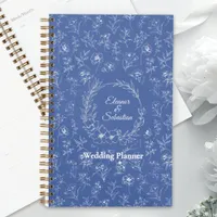 Elegant Vintage Romance Dusty Blue Floral Wedding Planner