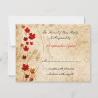 fall autumn brown wedding rsvp cards