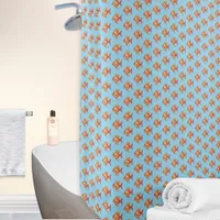 Modern Ocean Sea Life Cute Orange Fish Patterned Shower Curtain