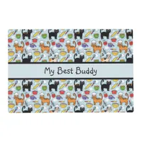 Colorful Cats Wearing Chef Hats Toque Blanche Pet Placemat