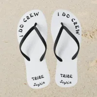 Black And White Bachelorette Bride Tribe Name Flip Flops