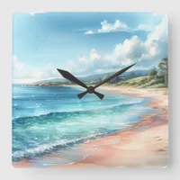 Watercolor Coastal Beach Art Clock