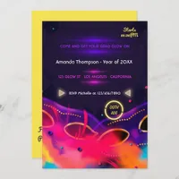 Neon Glow Graduation Party Invitation