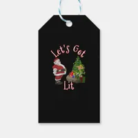 Let's Get Lit Santa Christmas Tree Design Gift Tags