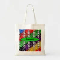 Wild Colorful Rabbit Pattern Custom Add Your Name Tote Bag
