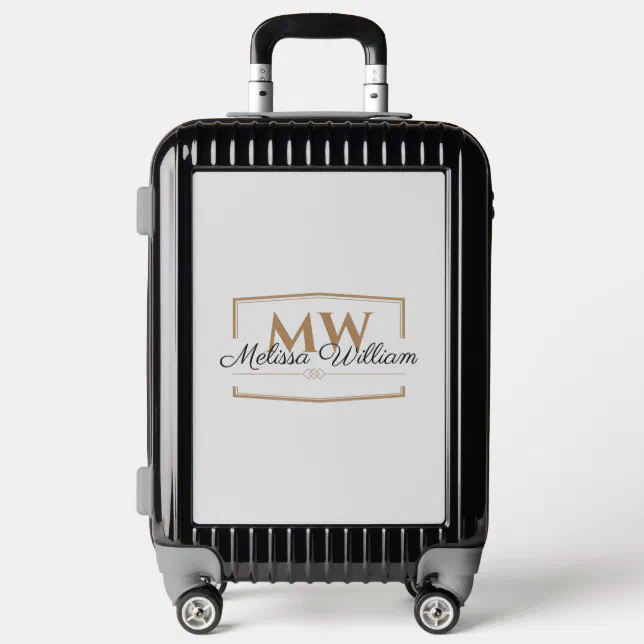 Sliver Gold Monogram Name Script Luggage