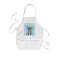 Cute baby elephant in blue for boys kids' apron