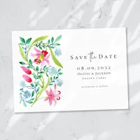 Whimsical Watercolor Wildflowers Script Wedding Save The Date