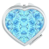 Opulent rose design in turquoise                   compact mirror