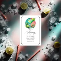 Coral, Turquoise and Lime Margs & Matrimony Bridal Invitation