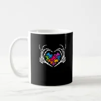 Autism Awareness s s Skeleton Hand Heart Puzzle Pi Coffee Mug