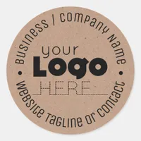 Custom Logo Crest Brown Kraft Paper Stickers