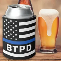Police Department Personalized Thin Blue Line Can Cooler