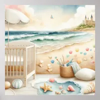 Pastel Beach Nursery Poster