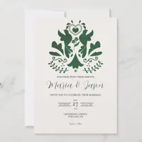 Mexican Green Modern Minimalist Elegant Wedding Invitation