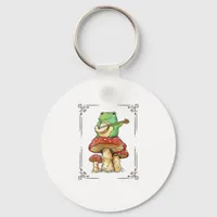 Mushroom Frog Goblincore Mycology Artistic Design Keychain