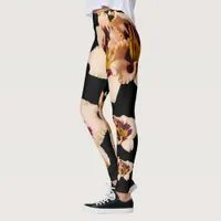 Moonlit Masquerade Cream Purple Gold Daylilies Leggings