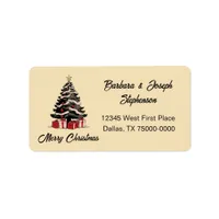 Retro Merry Christmas Tree Return Address Label