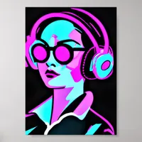Psychedelic Art | Woman in Headphones Poster
