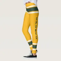 Gold Green White Team Jersey Colors Love Sports Leggings