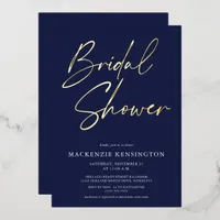 Navy Blue Gold Bridal Shower Foil Invitation